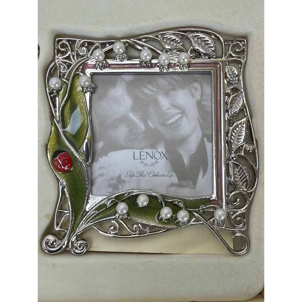 Lenox Vintage Jewel Set of 3 Mini Frames Embellished Enamel Pearls Rhinestones